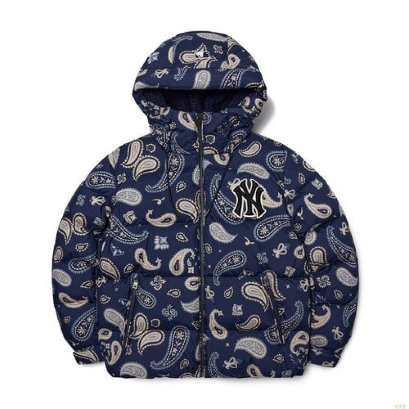 Winter Jackets MLB Paisley Down New York Yankees Vetement Bleu | 7982TKVOB